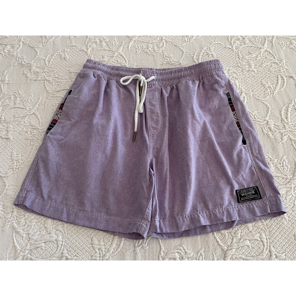 Wowie OG Casual Shorts Purple Drawstring Aztec Tribal Trim Pocket Men Medium